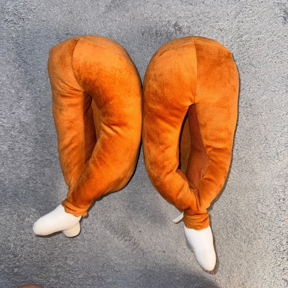 Sakar International Adult Turkey Leg Novelty Slippers M/L Orange Plush Drumstick